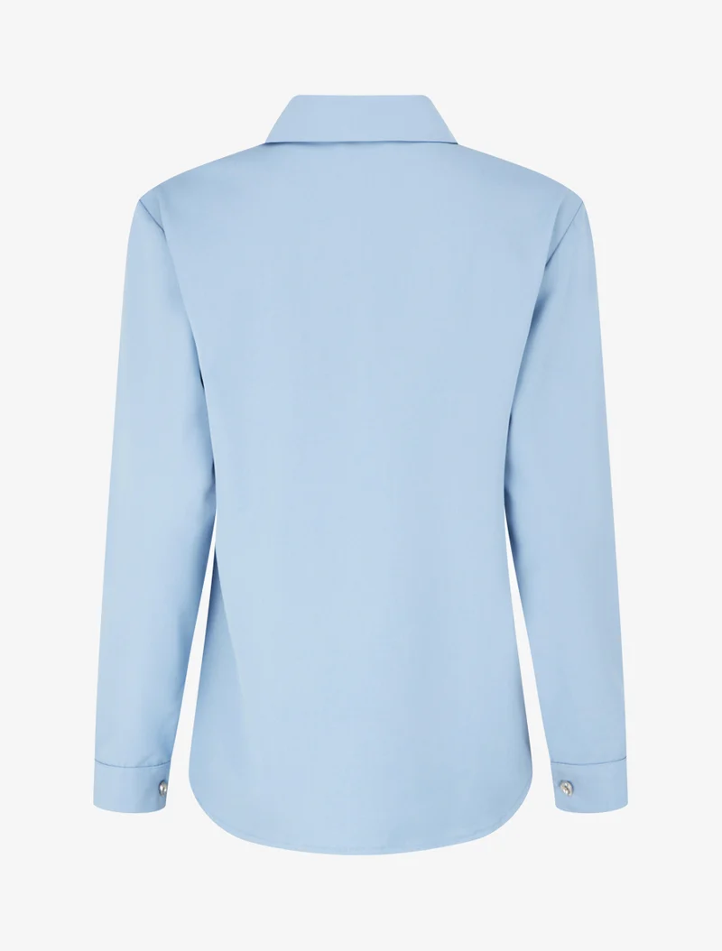 Chemise unie fluide à poches - Bleu ciel