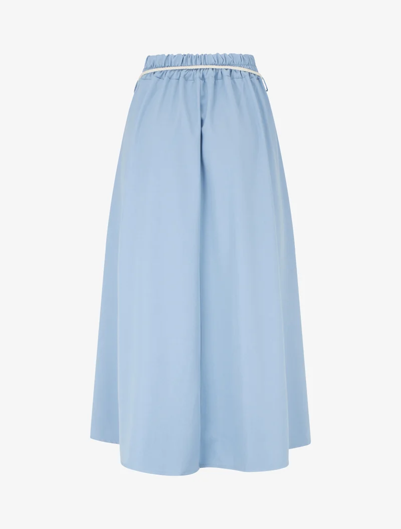 Jupe longue élastiquée à ceinture - Bleu ciel