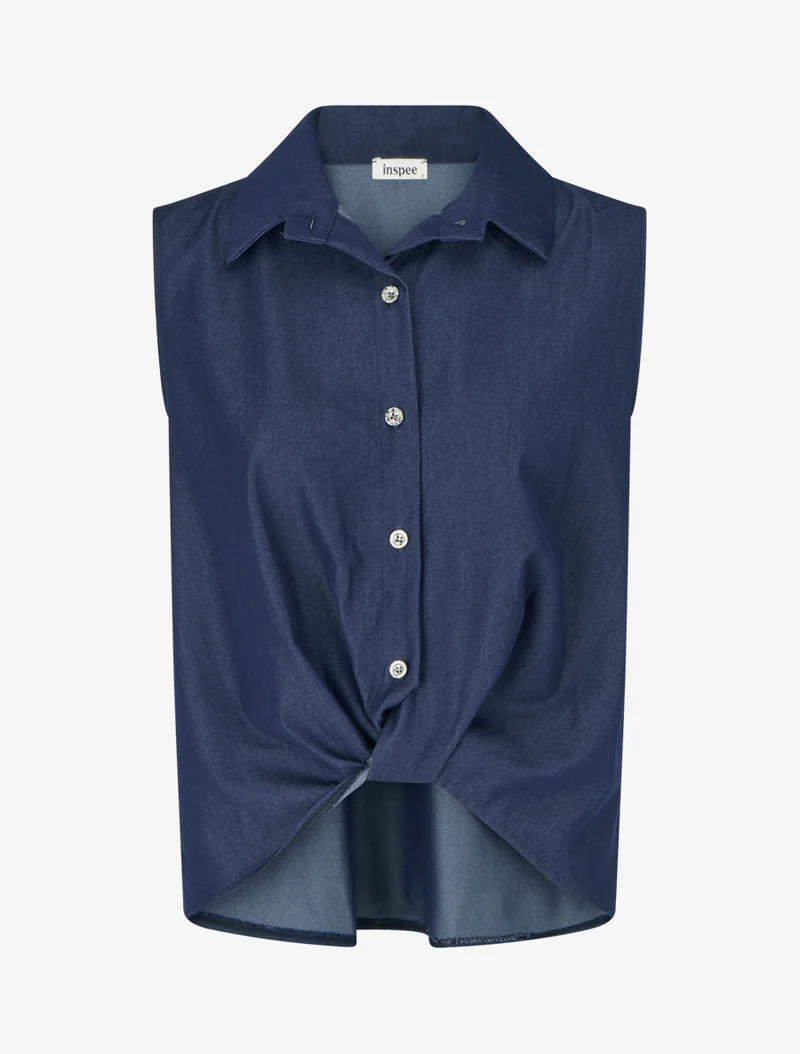 Chemise sans manches effet torsadé - Bleu foncé