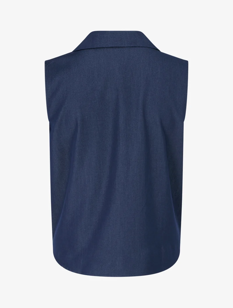 Chemise sans manches effet torsadé - Bleu foncé