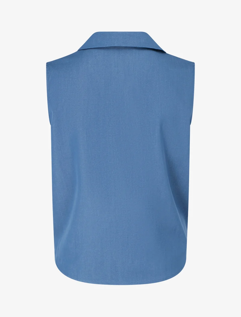 Chemise sans manches effet torsadé - Bleu denim