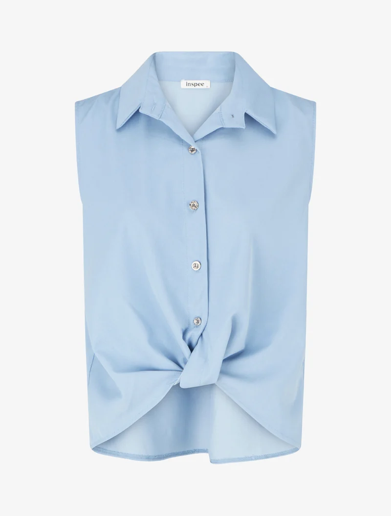 Chemise sans manches effet torsadé - Bleu ciel