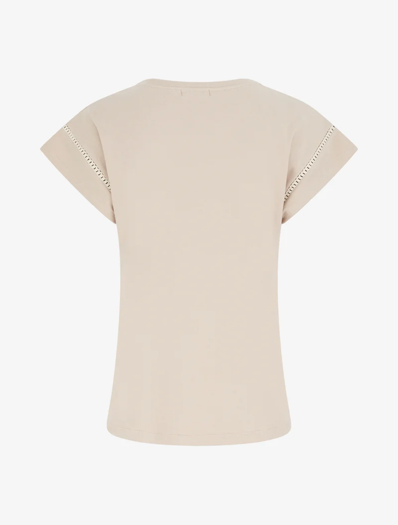 T-shirt manches courtes à palmier brodé - Beige