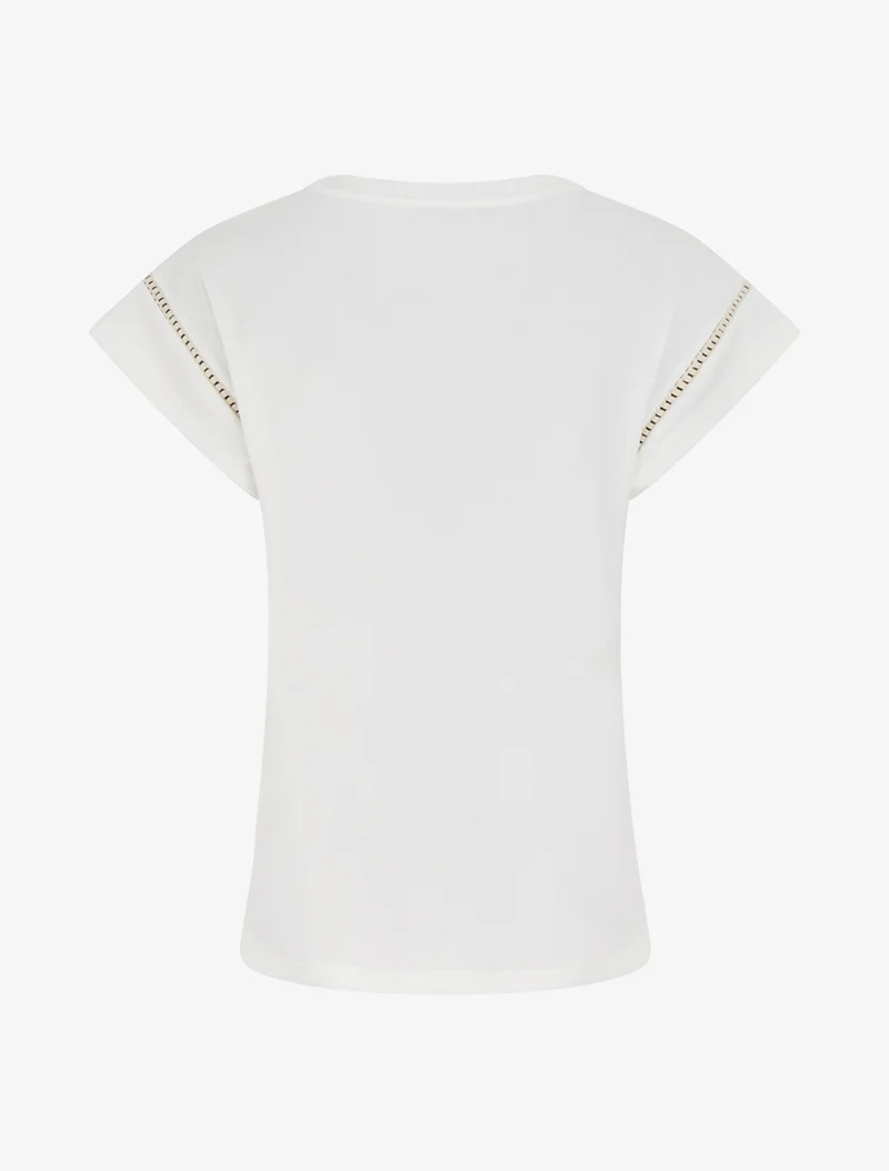 T-shirt manches courtes à palmier brodé - Blanc
