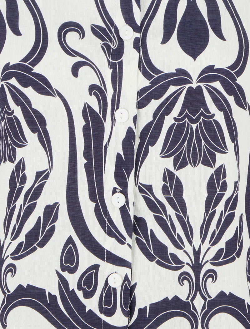 Chemise droite sans manches motif arabesque - Marine