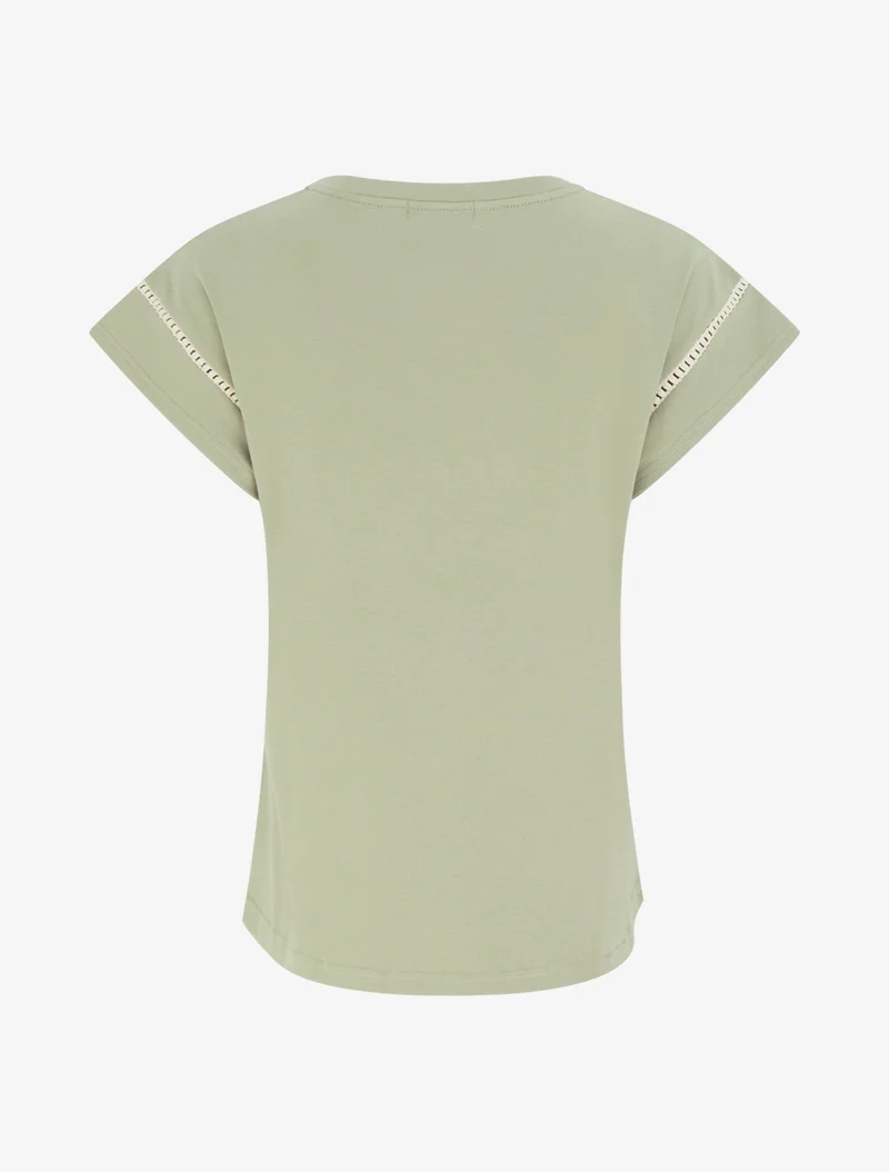 T-shirt manches courtes à palmier brodé - Vert olive