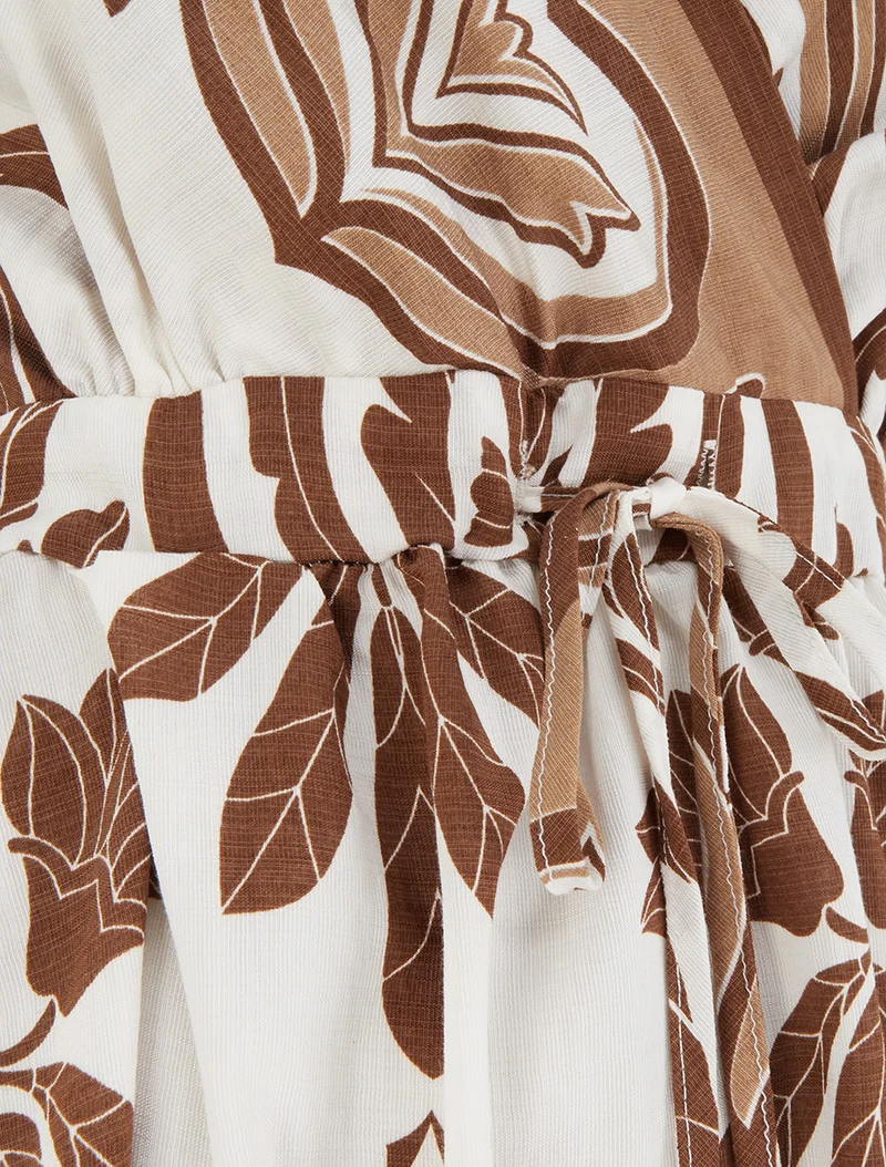 Robe longue à imprimé ikat - Marron