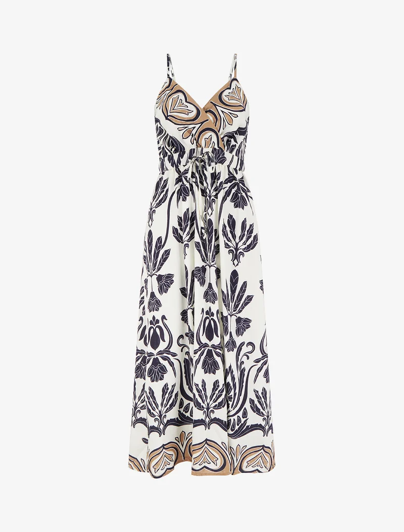 Robe longue à imprimé ikat - Marine