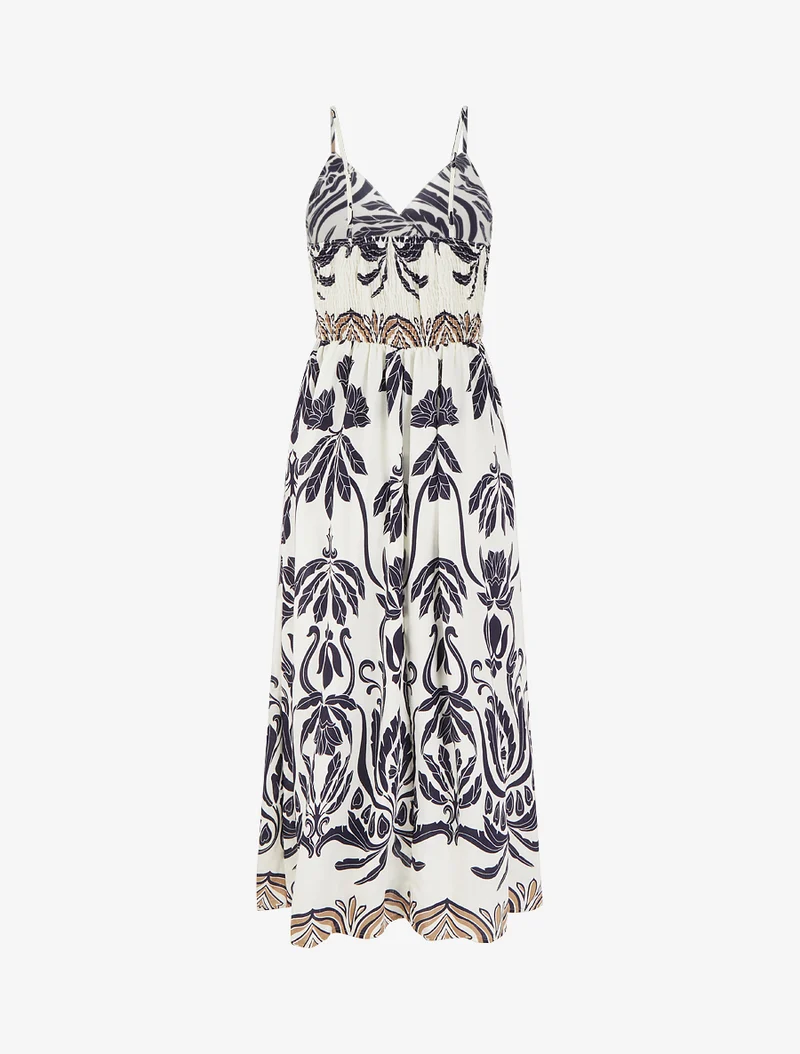 Robe longue à imprimé ikat - Marine