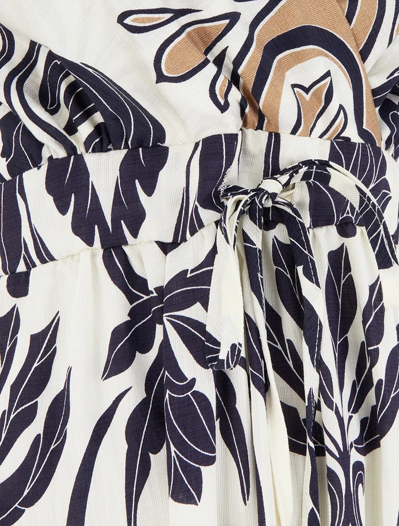Robe longue à imprimé ikat - Marine