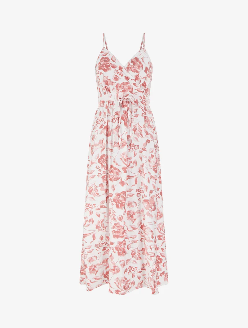 Robe longue à imprimé roses - Rose
