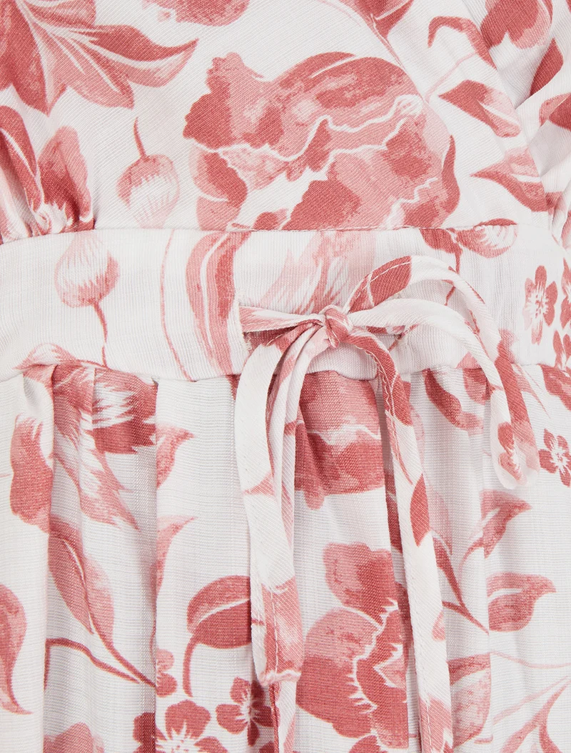 Robe longue à imprimé roses - Rose