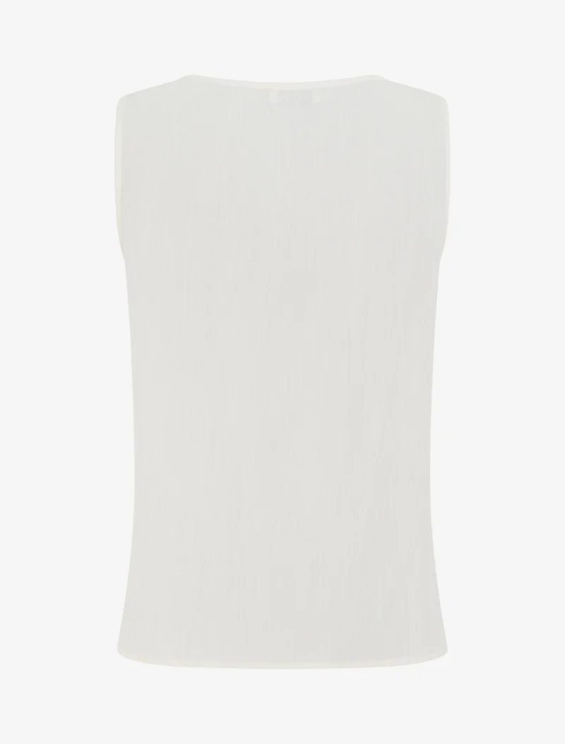Top sans manches droit à broderies - Blanc
