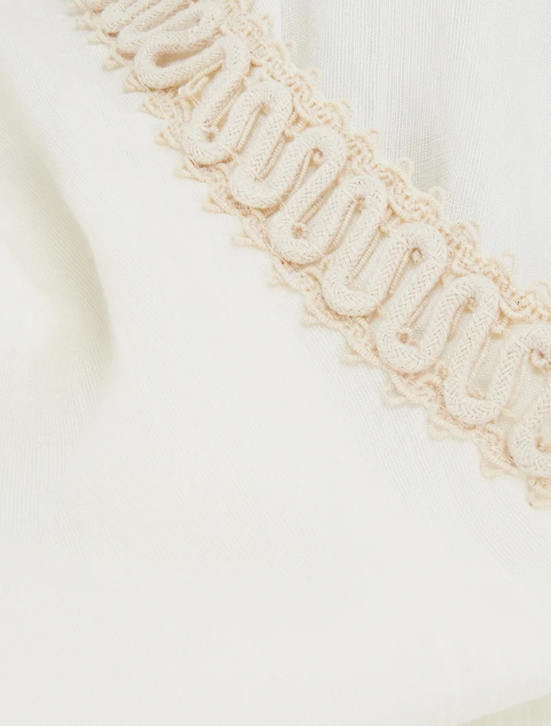 Top sans manches droit à broderies - Blanc