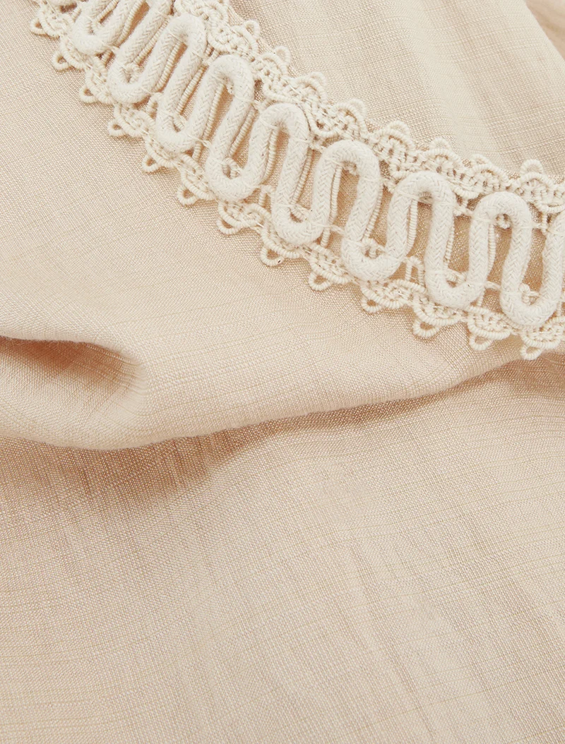 Top sans manches droit à broderies - Beige