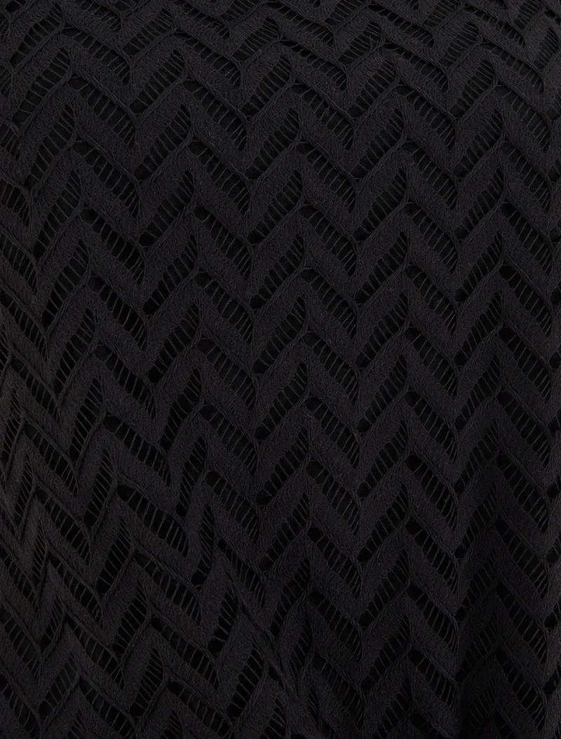 Top manches courtes en maille style chevron - Noir