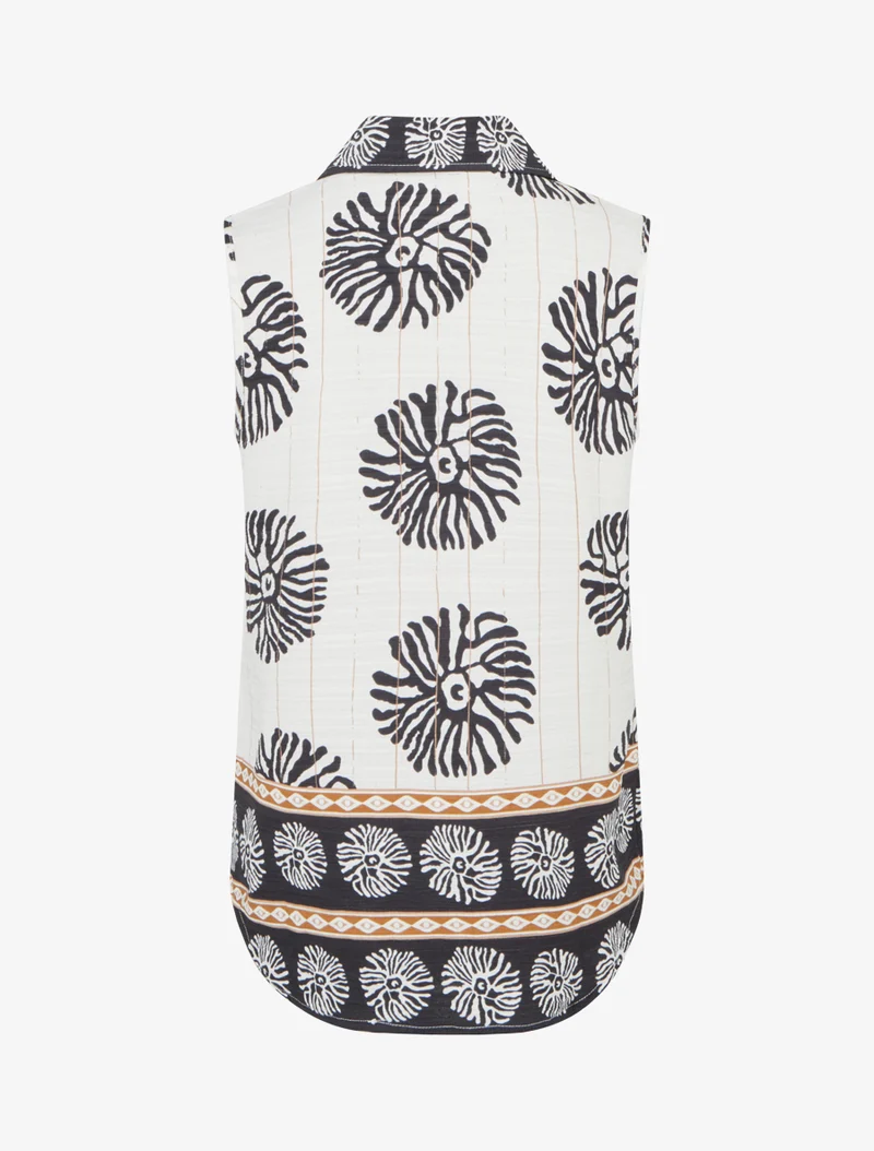 Chemise sans manches imprimé anémones - Noir