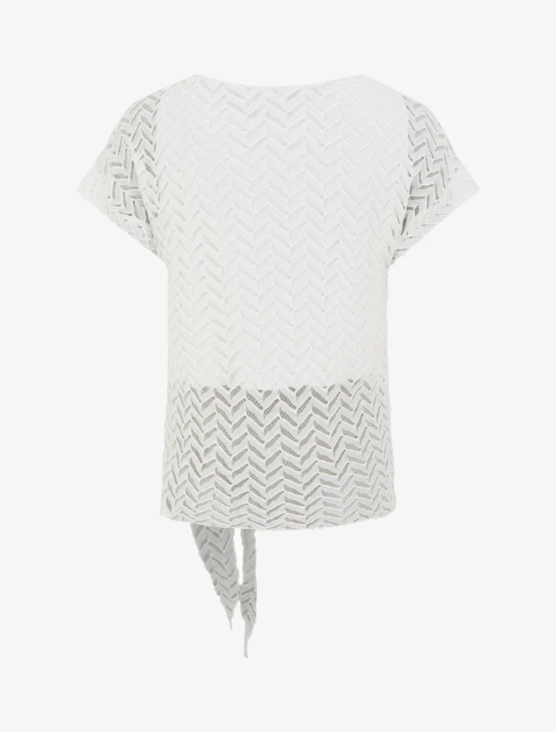 Top manches courtes en maille style chevron - Blanc