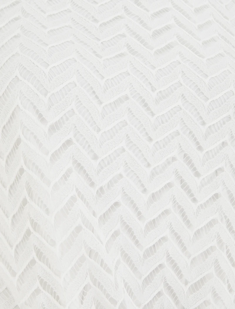 Top manches courtes en maille style chevron - Blanc
