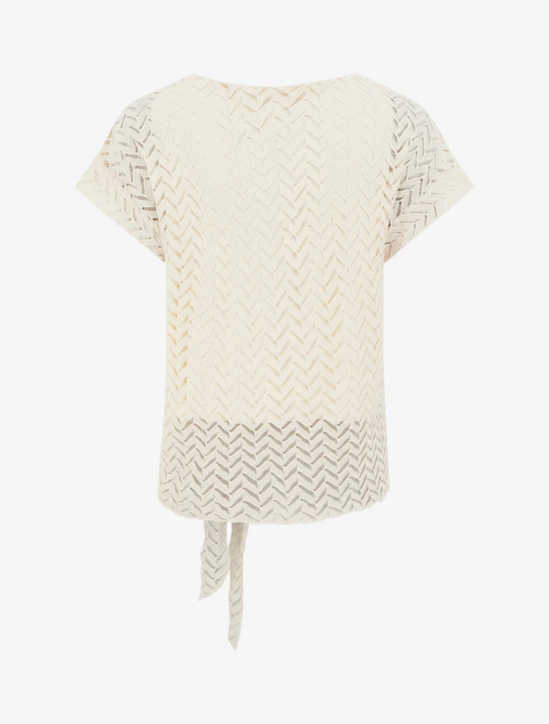 Top manches courtes en maille style chevron - Beige