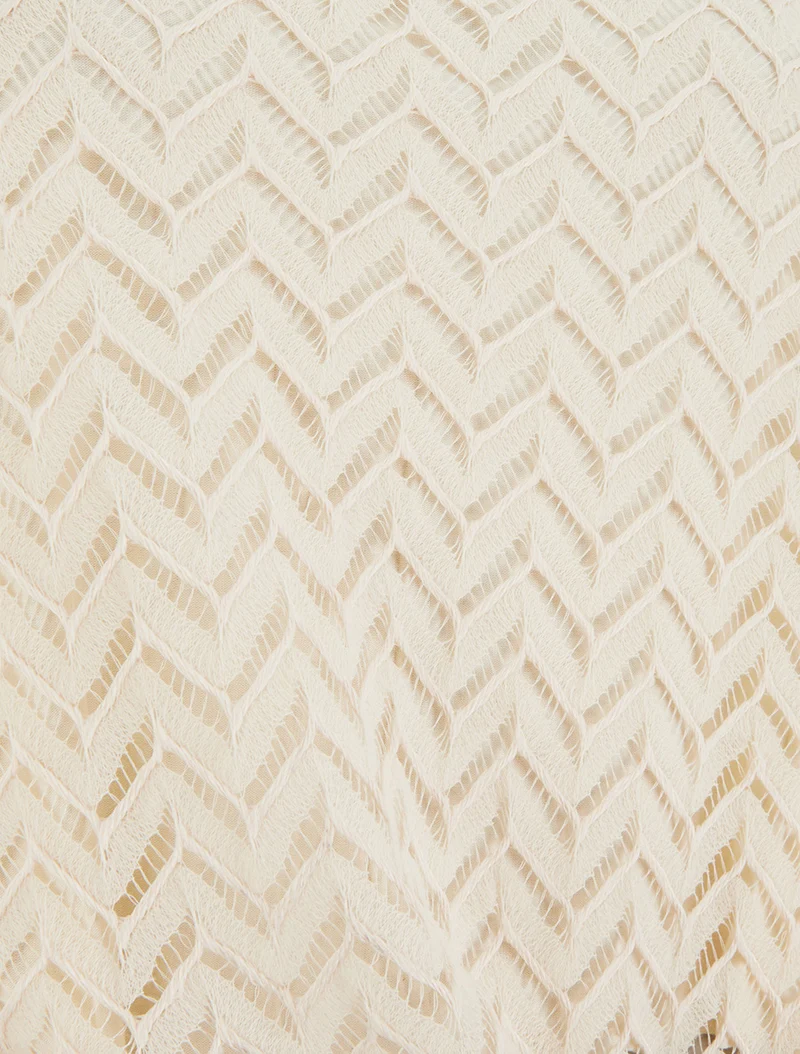 Top manches courtes en maille style chevron - Beige