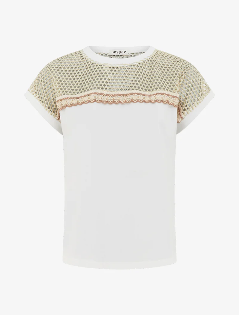 T-shirt fantaisie à épaules ajourées - Blanc