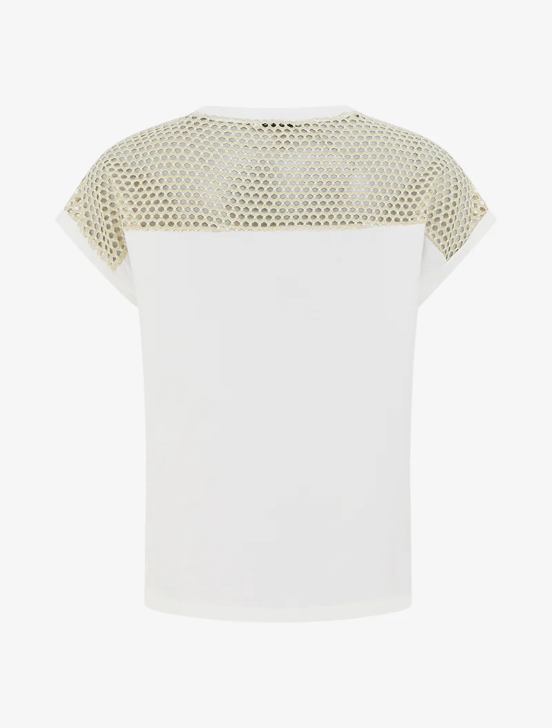 T-shirt fantaisie à épaules ajourées - Blanc