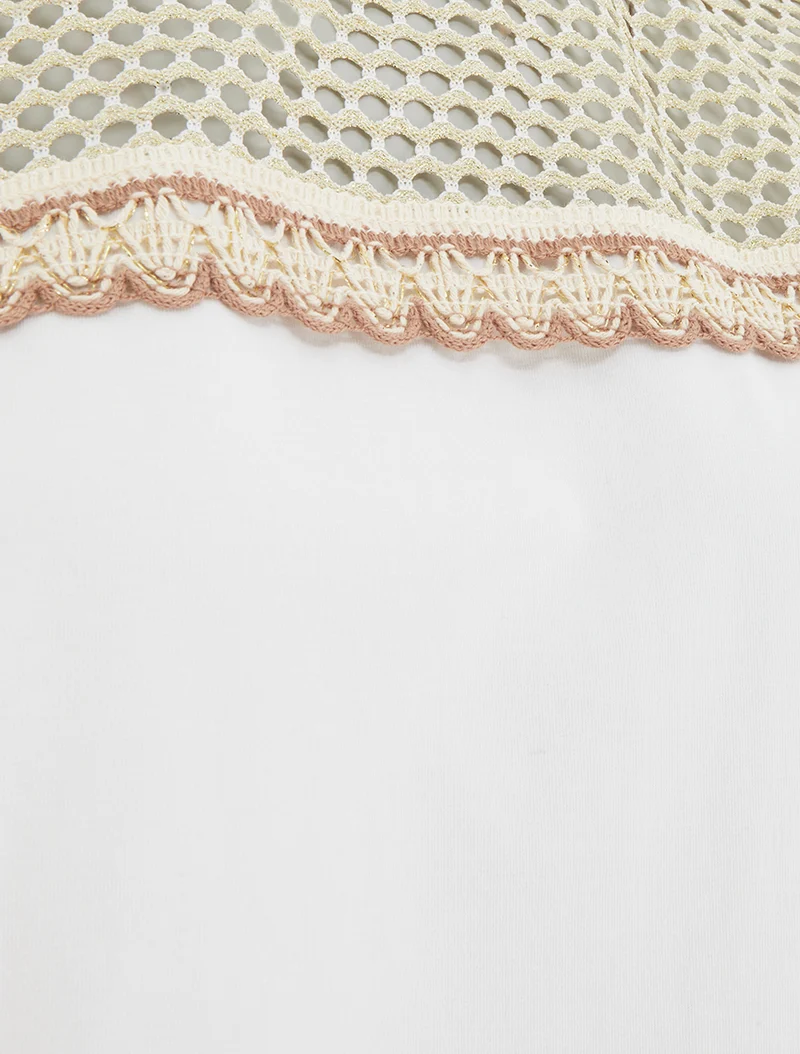 T-shirt fantaisie à épaules ajourées - Blanc