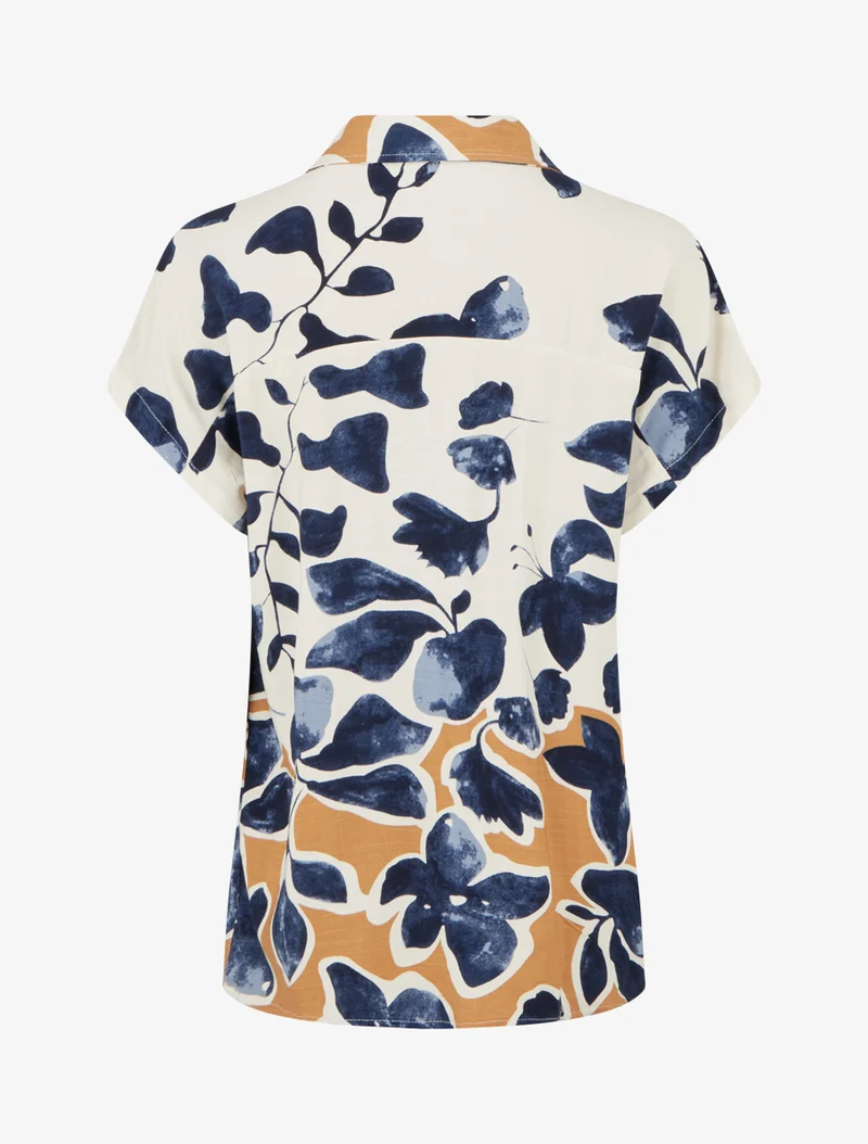 Chemise ample manches courtes imprimé floral - Marine