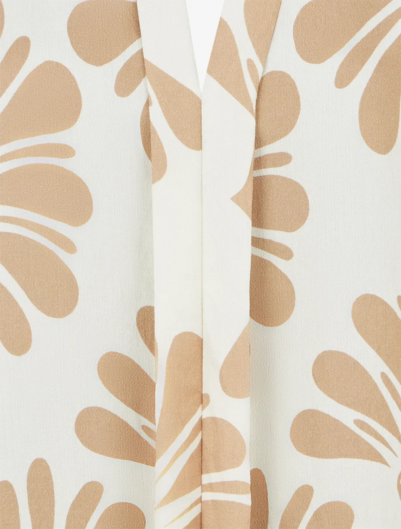 Top sans manches imprimé fleurs stylisées - Beige