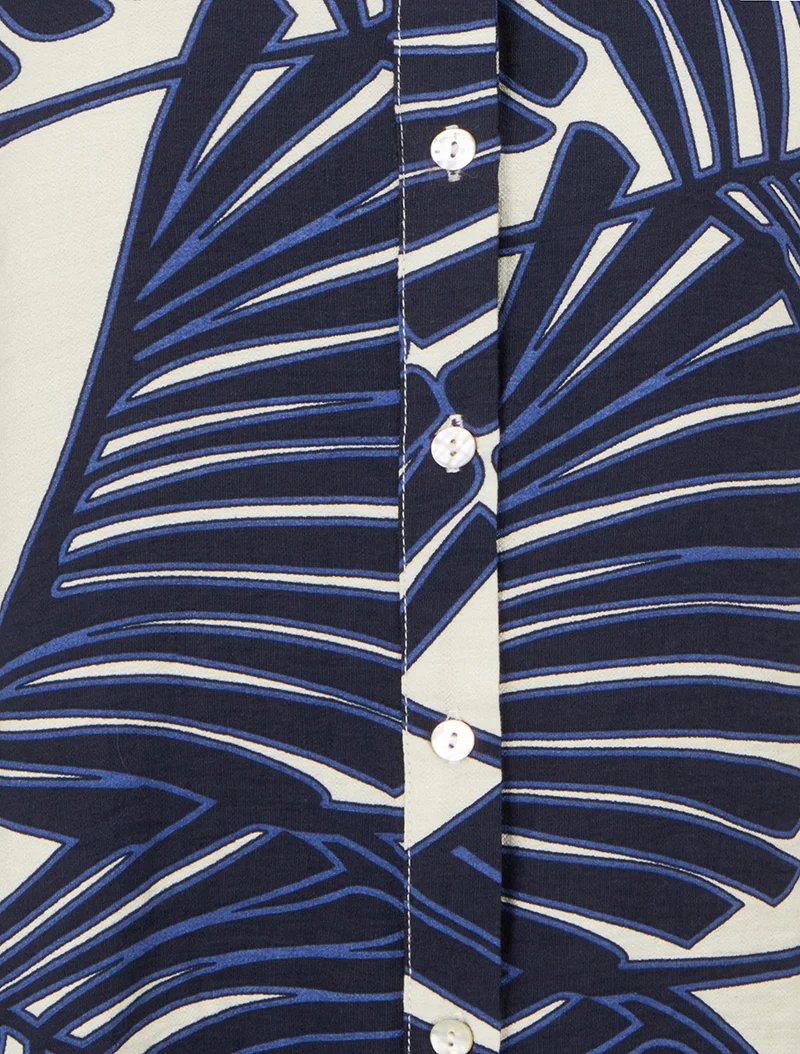 Chemise sans manches imprimé feuille de palmier - Marine