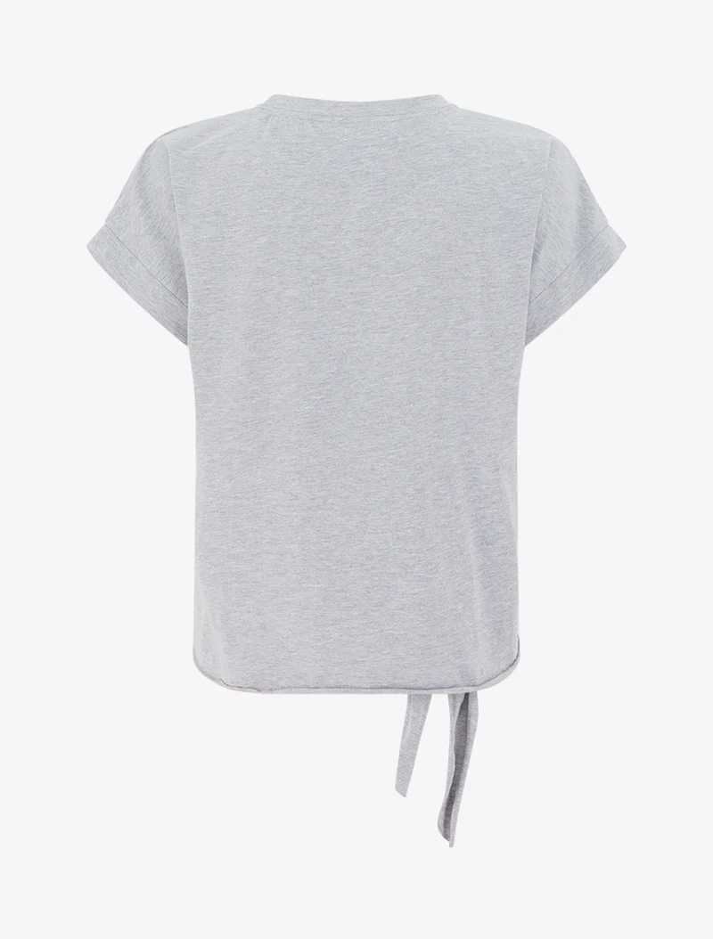 T-shirt à nouer à poche fantaisie - Gris
