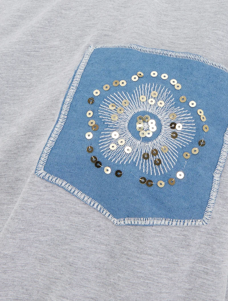 T-shirt à nouer à poche fantaisie - Gris