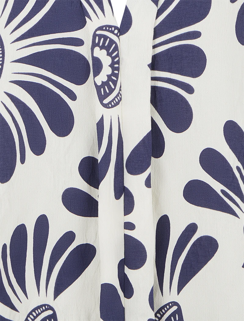 Top sans manches imprimé fleurs stylisées - Marine