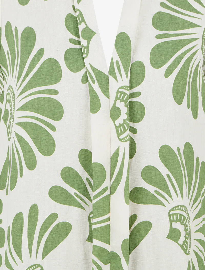 Top sans manches imprimé fleurs stylisées - Vert