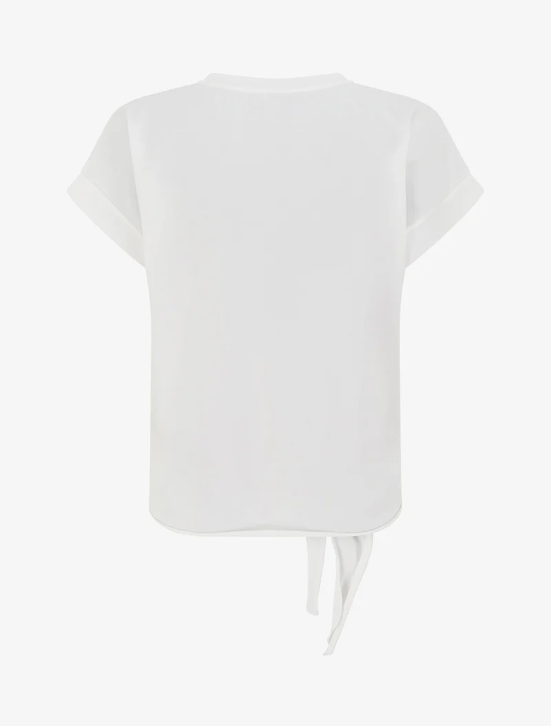 T-shirt à nouer à poche fantaisie - Blanc