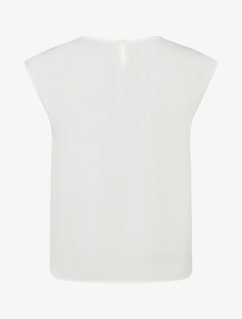 Top sans manches brodé coupe carrée - Beige