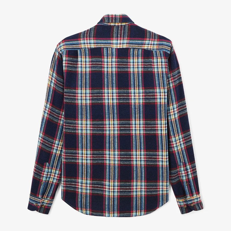 Chemise SBPLAY à carreaux bleu foncé manches longues en coton