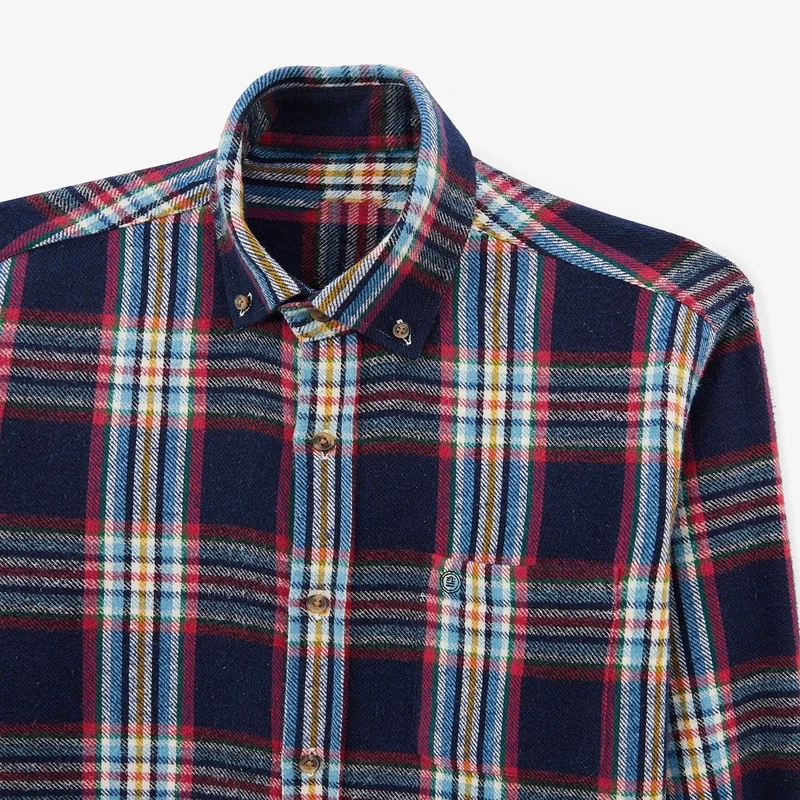 Chemise SBPLAY à carreaux bleu foncé manches longues en coton