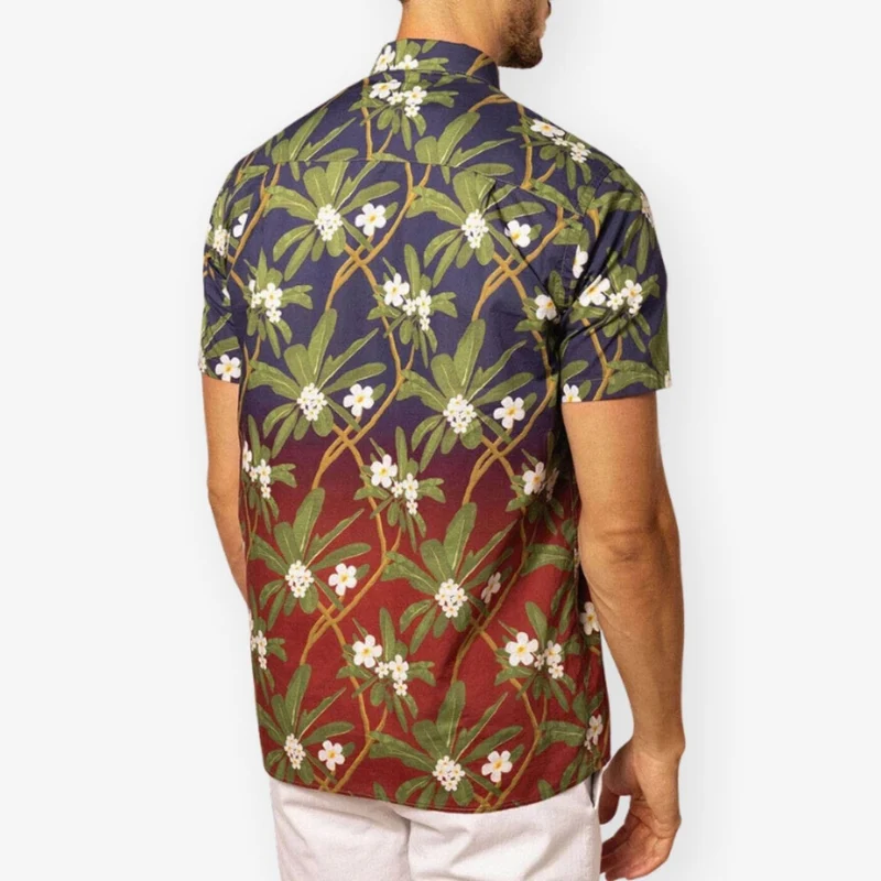 Chemise Manches Courtes À Imprimé Fleuri Et Dégradé