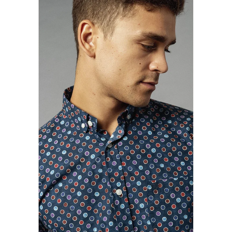 Chemise à manches longues à pois colorés