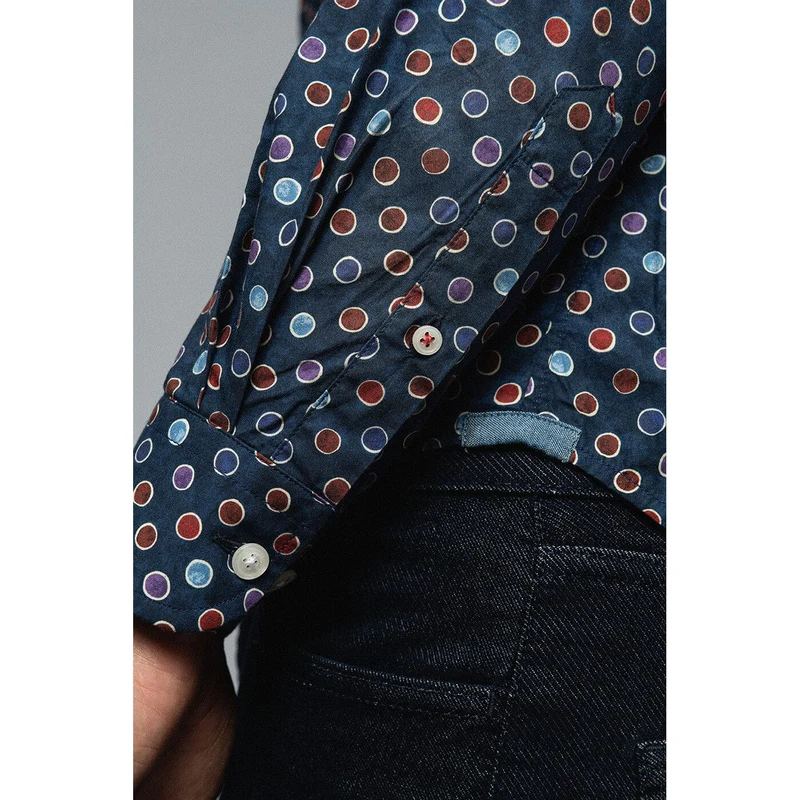 Chemise à manches longues à pois colorés