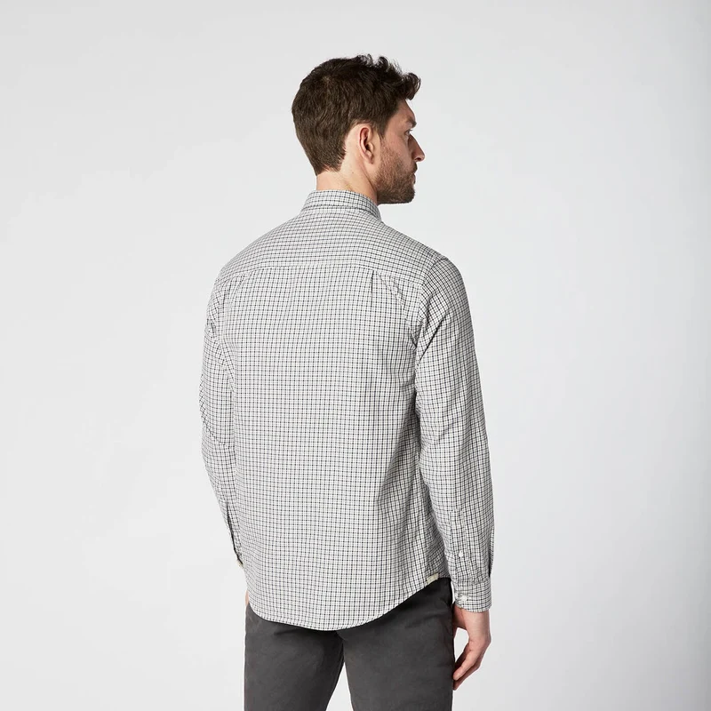 Chemise manches longues à carreaux grise