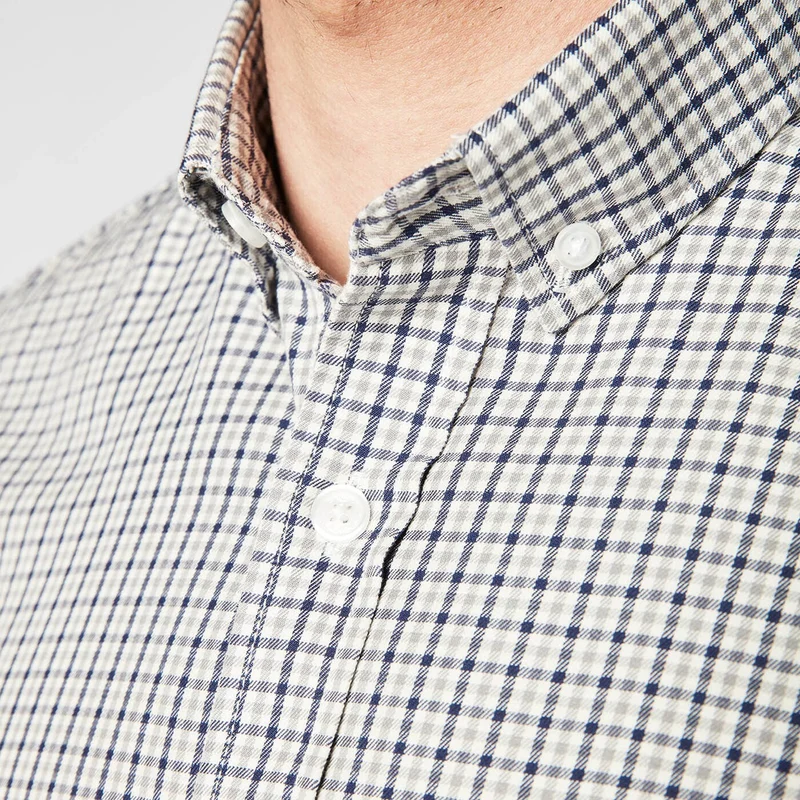 Chemise manches longues à carreaux grise