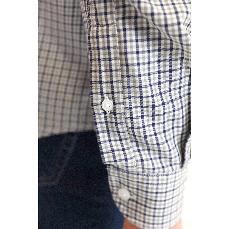 Chemise manches longues à carreaux grise