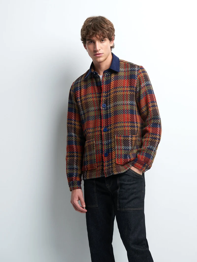 Chemise regular en jacquard à carreaux