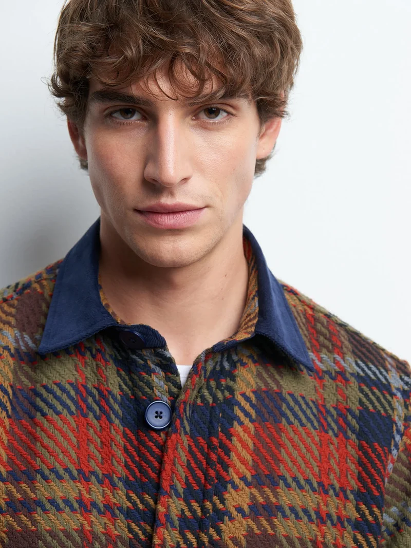 Chemise regular en jacquard à carreaux