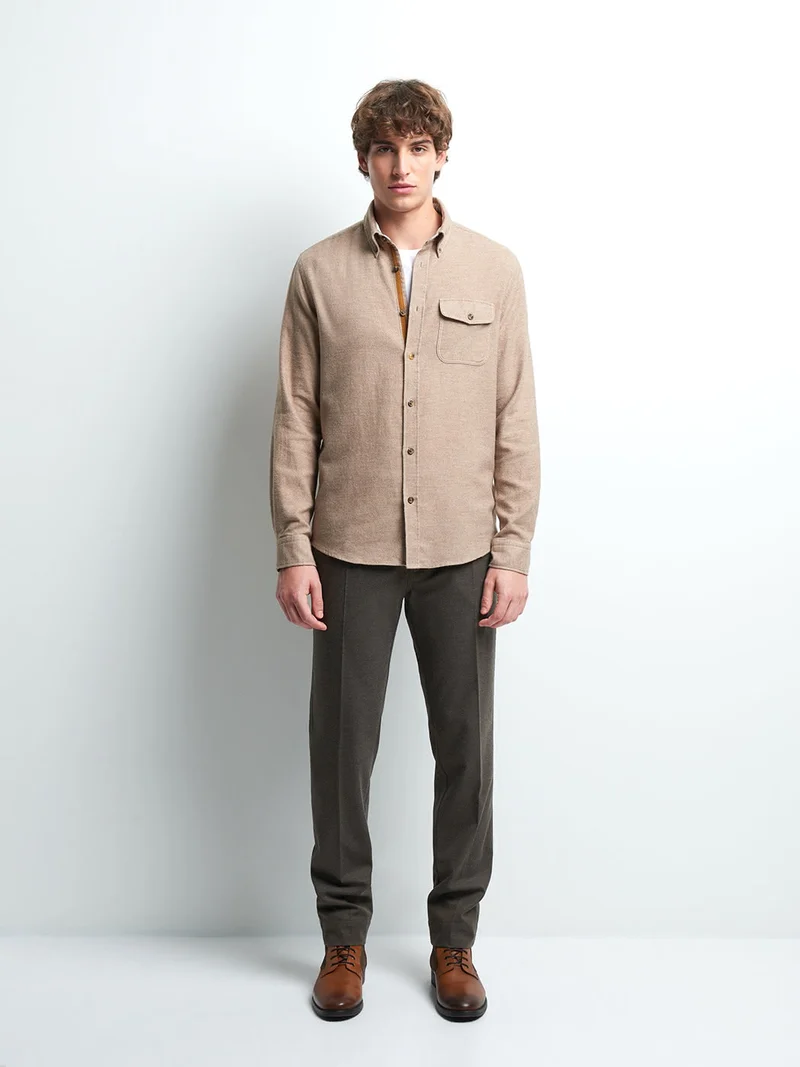 Chemise slim faux uni