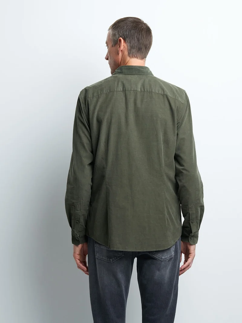 Chemise slim en velours unie
