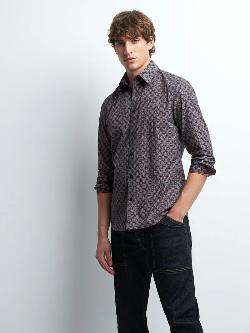 Chemise slim géométrique